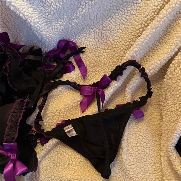 torrid Black Bustier with Purple Ribbon & Lace Trim - Picture 5 of 5